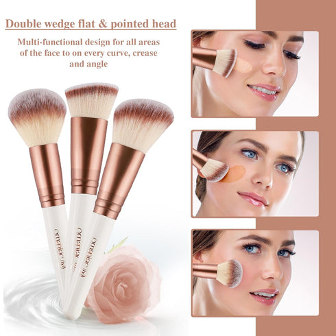 Makeup Brush Set Professional, 12 Pcs Smooth Wooden Handle Makeup Brushes, Multifunctional Make up Brushes for Makeup Beginners and Makeup Enthusi...