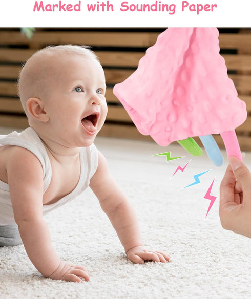 Baby Security Blanket,Soft Lovey Blanket Unisex Lovie Baby Gifts for Newborn Boys and Girls Snuggle Toy Stuffed Animal for Infant and Toddler (Pin...