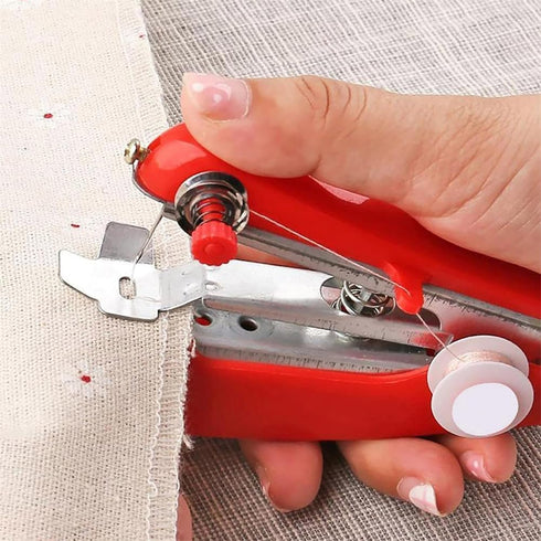 Blue Handheld Sewing Machine, Sewing Machines Portable Mini Manual Sewing Machine Handy Needlework Tool Mini Sewer Machine Hand Stitcher Sewing Ma...