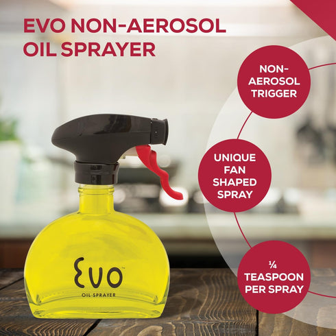Evo Oil Sprayer Glass, Non-Aerosol for Olive, Cooking Oils, and Vinegars, Yellow, 6-Ounce Capacity...