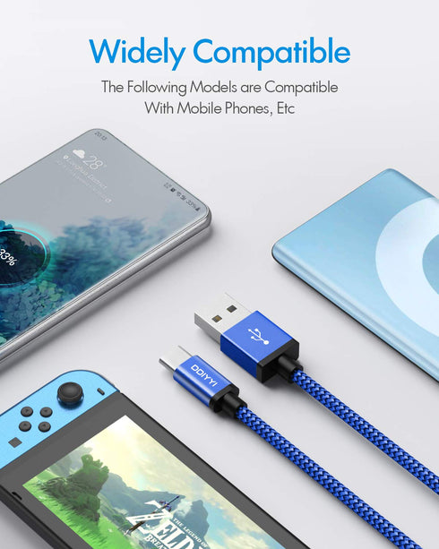 10ft USB C Cable, 3-Pack USB A to USB C Charger Cable Braided Cord for iPhone 15 Pro Max, Samsung Galaxy S24 S23 S22 S10, A14 A15 A25 A35 A53 A54 ...