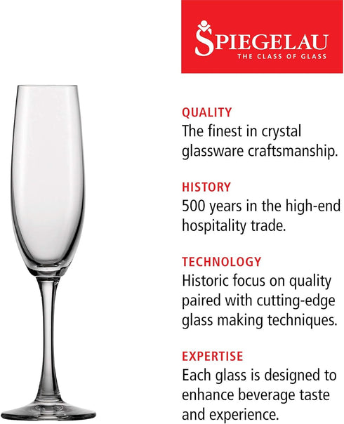 Spiegelau Wine Lovers Champagne Wine Glasses Set of 4 - European-Made Crystal, Classic Stemmed, Dishwasher Safe, Professional Quality Wine Glass G...