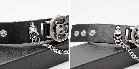 Punk Skull Men's Wrist Watch&Women's Watch,Skull Flip Cover Watch,Skull Ornament+Chain Elements,Fashion for Cosplay Lovers...