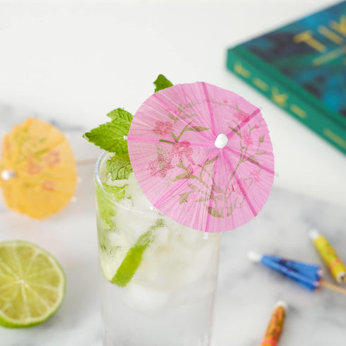 True Umbrella Appetizer Picks, Mini Umbrella Toothpicks, Drink Umbrellas for Mai Tais and Daiquiris, Multicolor, Wood, Set of 12...