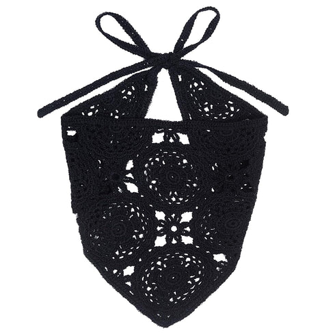 Crochet Head Scarf Bandanas Headbands Hair Scarf for Women Girls Knitted Floral Hair Coverings Accessories for Hair Styling Holiday Decor(Black)...