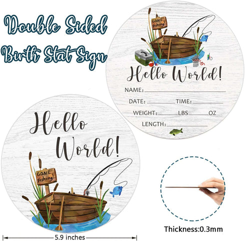 Fishing Baby Milestone Blanket with Birth Stat Sign, Gone Fishing Baby Growth Chart Monthly Blanket, Watch Me Grow Fishing Boat Baby Nursery for N...