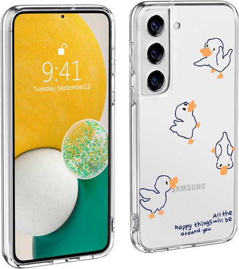 Cute Duck Phone Case for Samsung Galaxy S22 ULTRA Lovely Duck Case Cover Clear Soft TPU Transparent Phone Case Girly Women Protective Phone Cover ...