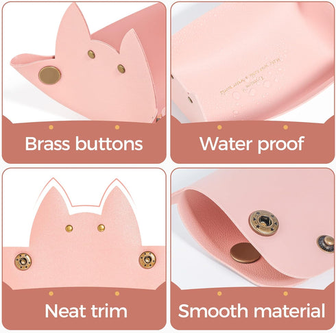 Cute Cat Shaped Leather Valet Tray,Cat Dice Tray,Premium Catchall Tray, Jewelry Tray, Folding Travel Organizer,Decorative Desk Organizer, Foldable...