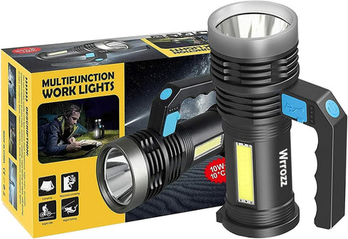 Wrrozz LED Flashlight High Lumens - USB Rechargeable Flashlight for Camping, Hiking, Walking - Powerful Emergency Flashlight with 4 Modes for Outd...
