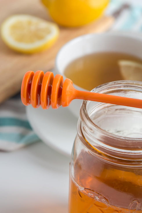 Jarware Honey Dipper Lid for Regular Mouth Mason Jars, Orange, 16-Ounce...
