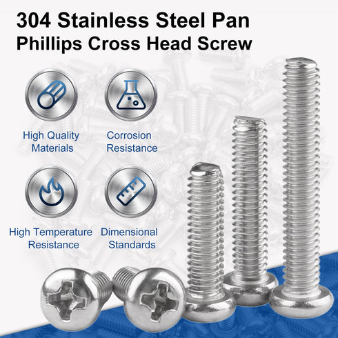 MroMax M5-0.8x90mm Pan Head Phillips Machine Screws 304 Stainless Steel Metric Cross Head Screws Bolts Fasteners Fully Threaded Silver Gray 10Pcs...