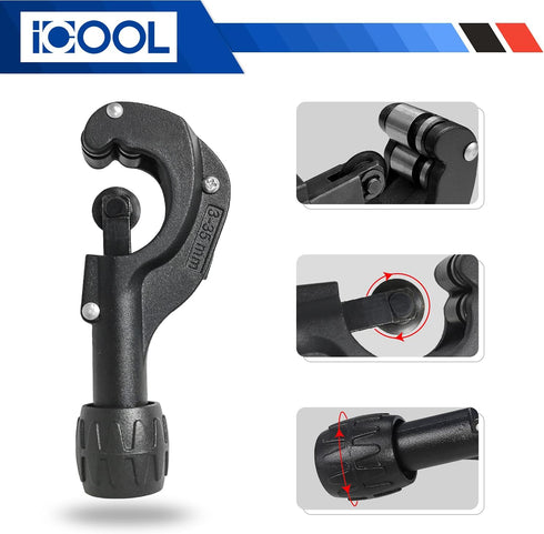 ICOOL Tubing Cutter 1/8 to 1-3/8 Inch (3-35mm) (Matte Surface) with Extra Blade and Reamer for Copper, Brass, Aluminum, Mild Steel Pipes, PVC, Thi...