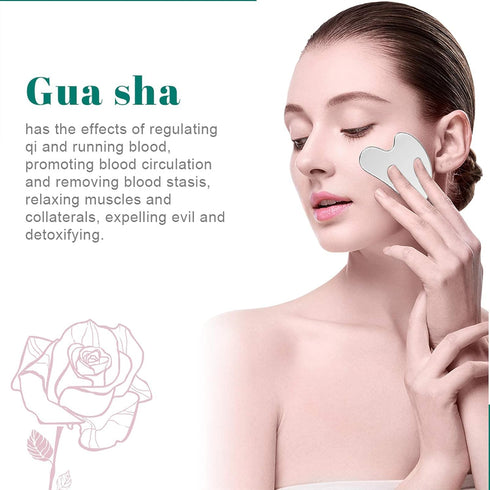Stainless Steel Gua Sha - Metal Gua Sha, for Face, Neck, Body Skin Care Tools, Muscle Relaxing and Relieve Fine Lines and Wrinkles, Durable Stainl...