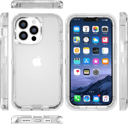 for iPhone 13 Pro Max 6.7" Heavy Duty Protection Case with 2 Screen Protector, Military Grade Drop Protective Shockproof Phone Case (Crystal Clear...