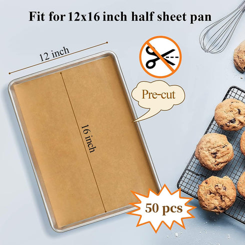 50PCS Unbleached Parchment Paper sheets 12 x 16, Precut Parchment Paper for Baking, Half Sheet Parchment Paper for Cookie Baking Sheets,Kitchen Ga...