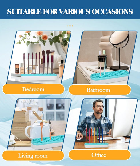 Silicone Makeup Brush Holder, 2 Pack Multi-Purpose Cosmetic Storage Box Desktop Organizers for Painting Pen Brushes, Stationary Tools Nail Clipper...