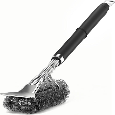 TNTOR Grill Brush with Scraper, 18" Adjustable Handle with Bottle Opener BBQ Grill Brush for Outdoor Grill/Smoker/Gas and Charcoal Grill Cleaning...