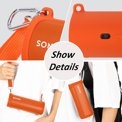 khanka Silicone Case Replacement for Sonos Roam/Sonos Roam 2 Portable Smart Bluetooth Speaker (Orange)...