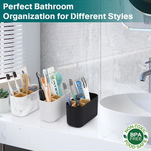 Black Toothbrush Holder - Bamboo Toothbrush Holders for Bathrooms Electric Toothbrush Holder Organizer Kids Toothbrush Holders for Bathrooms Count...