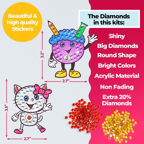 Halmolife Big Gem Diamond Painting Kits -Stickers, keychain & Suncatcher DIY Kit - Diamond Art for kids - Arts and Crafts for Girls and Boys Ages ...