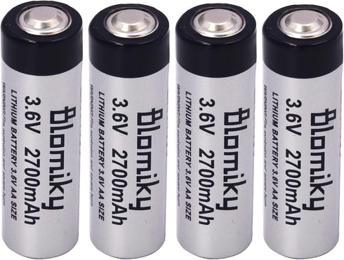 Blomiky 4 Pack 3.6V 2700mAh ER14505 Lithium AA Size Li-SOCL2 Battery for Smart Electronic Sensor Gas Water Meter 14505 4...