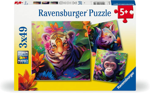 Ravensburger Jungle Babies 3x49 Piece Jigsaw Puzzle for Kids - Every Piece is Unique, Pieces Fit Together Perfectly...
