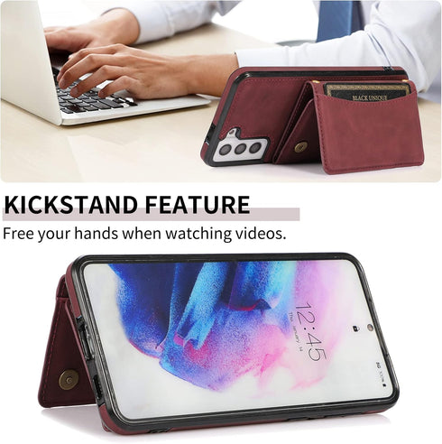 Asuwish Phone Case for Samsung Galaxy S21 Glaxay S 21 5G 6.2 inch Wallet Cover with Tempered Glass Screen Protector and PU Leather Credit Card Hol...