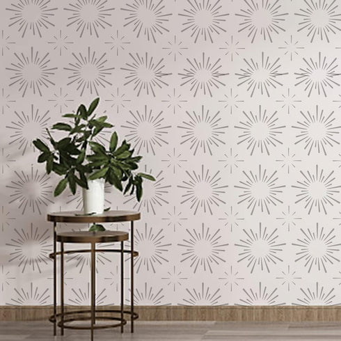 Starburst Stencil Star Stencil Template 11.8"×11.8" Square Reusable PET Hollow Out Starburst Wall Stencil for Floors/Walls/Furniture/Clothes/Bags ...