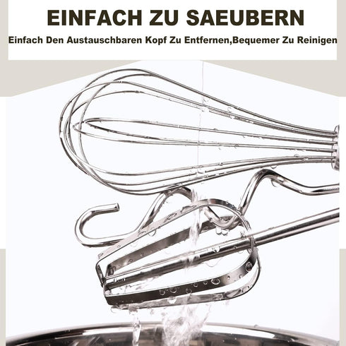 3Pcs Hand Mixer,Stainless Steel Kitchen Mixer Handheld Attachments Set 7.5inch for Electric Drill Dishwasher Safe(1 Beater, 1 Dough Hooks, 1 Ballo...