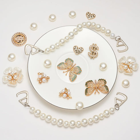 Bling Jewelry Shoes Charms Enamel Diamond Shoe Decoration with Chains...