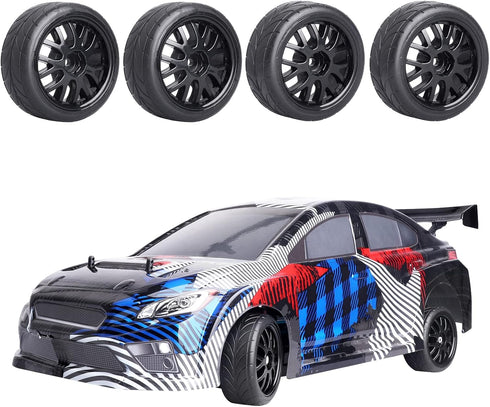 4PCS 1/10 RC On-Road Tires & Wheels 12mm Hex Preglued for Tamiya HSP HPI RC Racing Car...