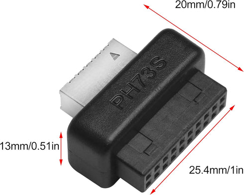 Motherboard USB3 19P20P to Type-E Adapter Front Panel Type C Integrated Molded Connector Pin Header Male Extension Adapter Front Panel Socket Blac...