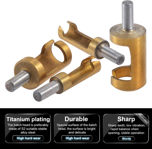4pcs Wood Plug Hole Titanium Coated Cutter Drill Bits Set 1/4" 3/8" 1/2" 5/8" Cutting Dowel Power Woodworking Cork Hole Saw Tool Round Wood Plug T...