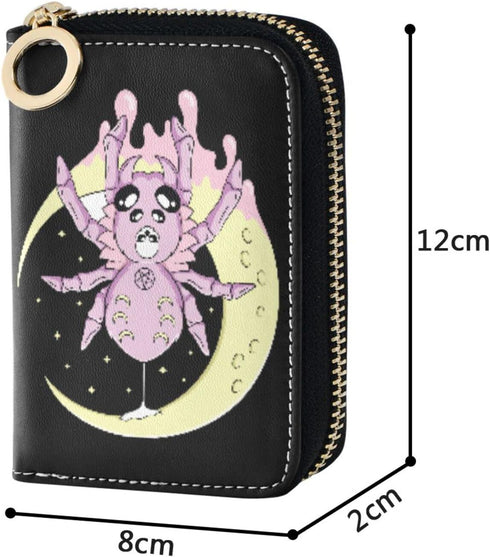 RFID Credit Card Holder Wallet Blocking Leather Zipper Card Case Accordion Wallet for Men Women Girls (Spiders)...