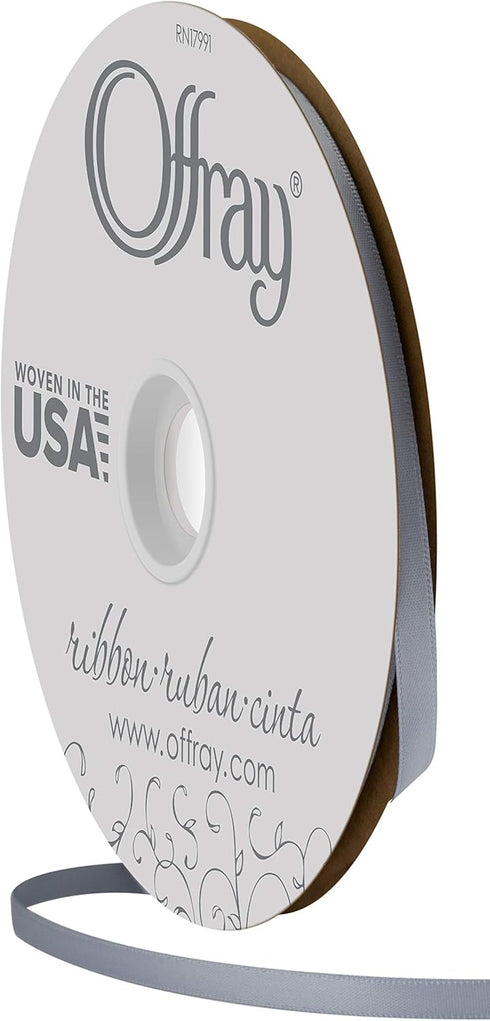 Offray 1/4" Wide Double Face Satin Ribbon, 100 Yards, Dusty Blue...