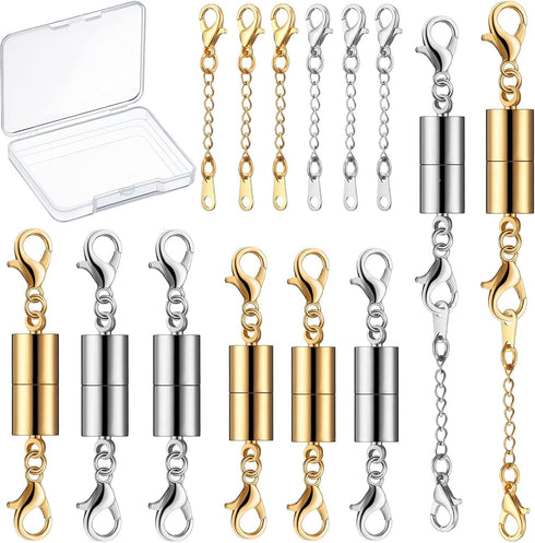 8 Pieces Magnetic Jewelry Clasps for Necklace Closures Screw Locking Necklace Clasp Magnetic Lobster Connector Jewelry Clasps Closures with 43 mm ...