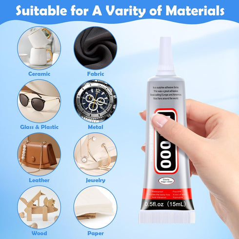 B7000 Glue Clear for Rhinestones 4pcs (0.5 fl oz,15mL) B-7000 Jewelry Bead Gem Glue with Precision Tip for Clothe Fabric Shoes DIY Crafts Jewelry ...