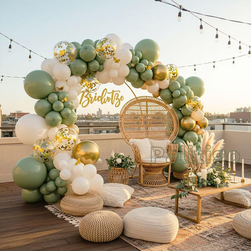 Green Balloon Garland Kit with Sage and Olive Balloons - 112pcs Sage Green Balloons with Gold Butterfly for Weddings, Baby Showers, Birthdays, and...