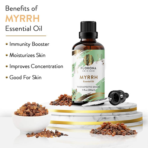 Florona Myrrh Premium Quality Essential Oil - 1 fl oz, Hair, Skin, Diffuser Aromatherapy, Soap Making, Candle Making...