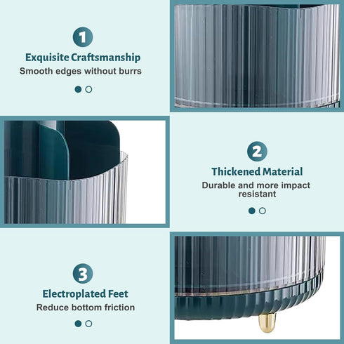 Makeup Brush Holder Organizer,360° Rotating Makeup Brush Organizer, Transparent Makeup Organizer Countertop for Cosmetics,Skincare, Art Supply, Ba...