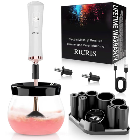 Electric Makeup Brush Cleaner and Dryer Machine - Super Fast Cleaning and Dry Make Up Brushes - Automatic Cosmetic Brush Cleanser Remove Tool for ...