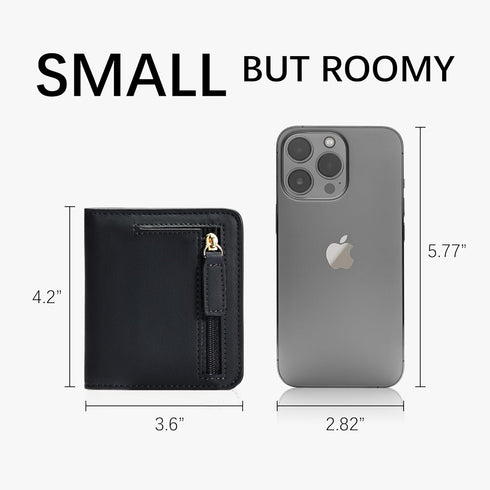 Gostwo Small Wallet for Women, Slim Bifold Credit Card Holder, Compact RFID Blocking Cash Wallet, Billfolds Thin Leather Zipper Pocket, Mini Walle...