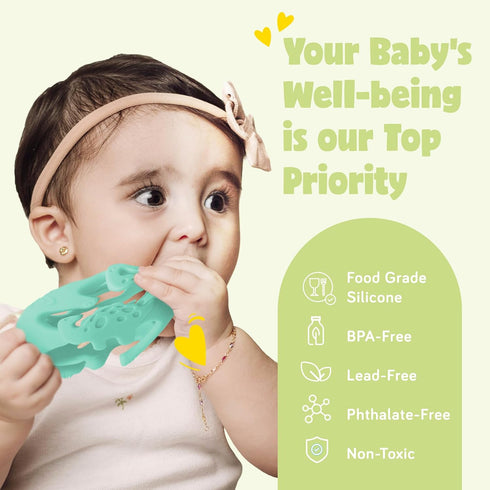 Dinosaur Baby Teething Toys, Textured Sensory Toys for Babies, Lightweight Soft Baby Sensory Toys, BPA-Free Silicone Infant Teething Toys, 0-18 Mo...