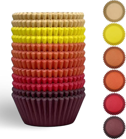 qiqee 300 Counts Cupcake Liners Cupcake Cups Food Grade 6 Solid Yellow Red Colors Cupcake Papers Muffin Baking Cups Cupcake Wrappers (Standard Siz...