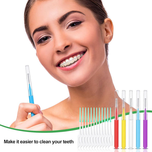 Zopeal 250 Pcs Interdental Brush for Braces Disposable Braces Flossers Dental Picks Floss Toothpick Dental Teeth Flossing Head Oral Hygiene Flosse...