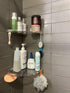 JiePai Acrylic Corner Shower Caddy Shelf with Hooks 2 Pack, Adhesive Wall Mounted Bathroom Shower Organizer for Inside Shower & Kitchen Storage, S...