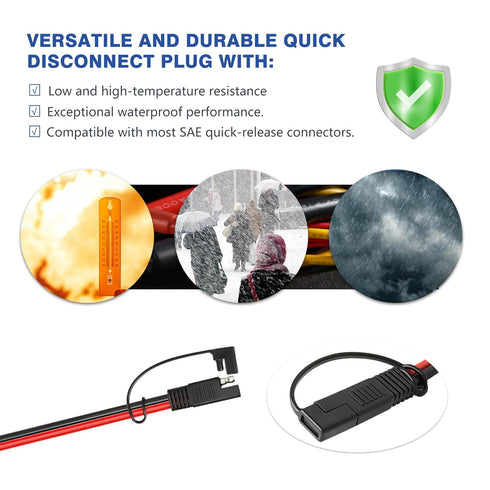 SAE Extension Cable 10 AWG-3FT SAE to SAE Quick Disconnect Wire Battery Charger Extension Cord Heavy Duty for Solar Panel Trolling Motor Automotiv...
