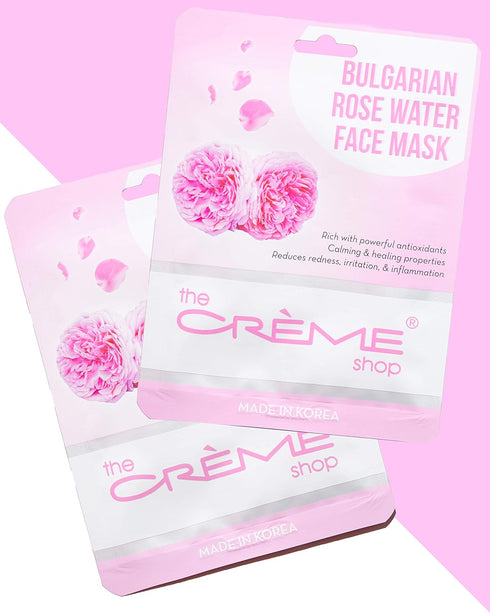 The Crème Shop - Bulgarian Rose Water Full Face Masks, Korean Facial Skin Care and Moisturizer - Hydrating, Smooth, Acne, Eczema cream Natural Bea...