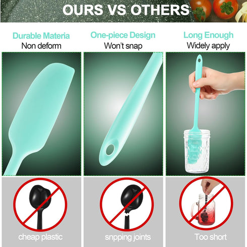 Patelai Long Handle Silicone Jar Spatula Non-Stick Rubber Scraper Heat Resistant Spatula Silicone Scraper for Jars, Smoothies, Blenders Cooking Ba...