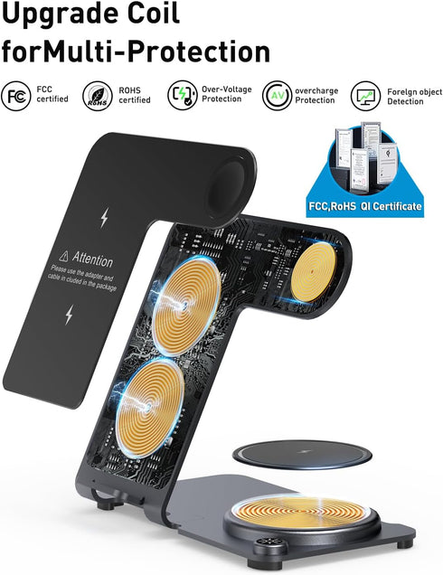 Wireless Charger, Mlfsaier Aluminum Alloy 3 in 1 Charging Station Stand for Apple iPhone/iWatch/Airpods,iPhone 15,14,13,12,11 (Pro, ProMax)/XS/XR/...
